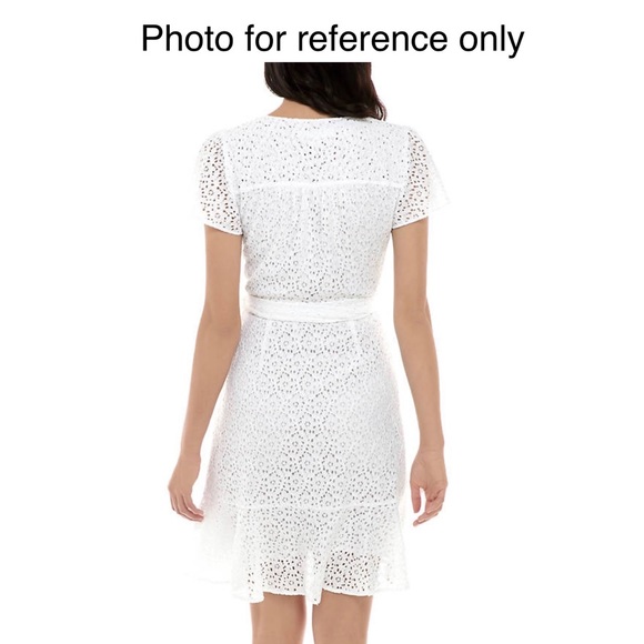 Michael Kors XS white crossover lace dress with ruffle hem & tie closure. NWT. - Picture 8 of 9
